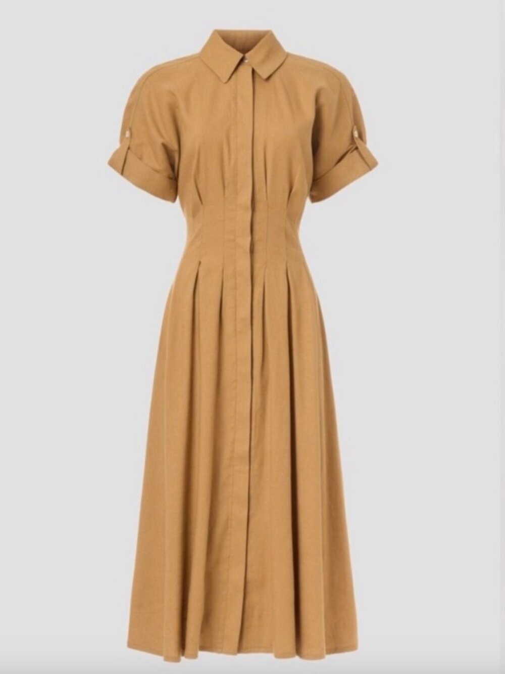 VERONICA BEARD Adavi Linen Button Down Dress Desert Khaki Size 6 - Picture 3 of 9